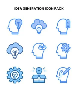 Idea Generation Two Colour Scalable Icons Pack Stock Illustration