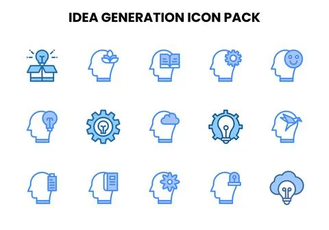 Idea Generation Two Colour UI Icons Pack Stock Illustration