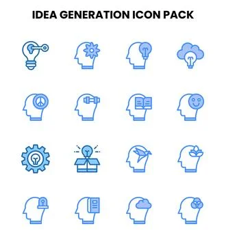 Idea Generation Two Colour Vector Icons Pack Illustrazione stock
