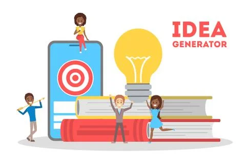 Idea generator concept. Creative thinking process, development Stock Illustration