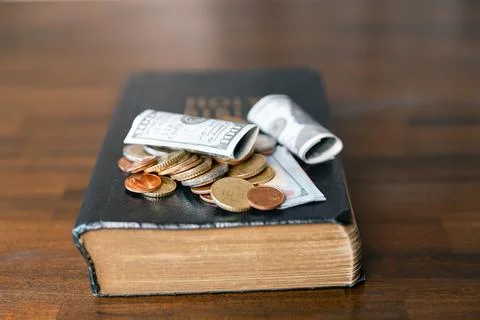 Idea of giving tithe as an offering to charity filled him with hope and pea.. Stock Photos