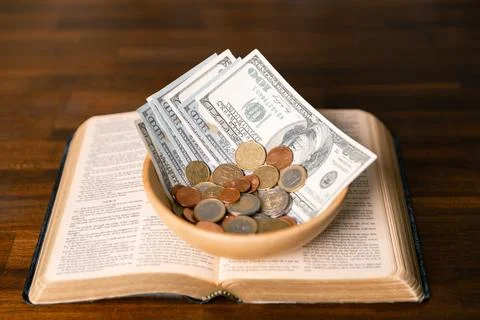 Idea of giving tithe as an offering to charity filled him with hope and pea.. Stock Photos