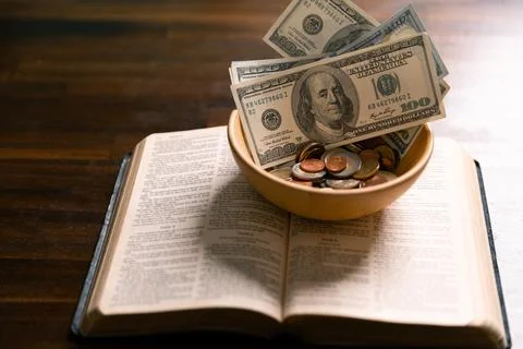 Idea of giving tithe as an offering to charity filled him with hope and pea.. Stock Photos