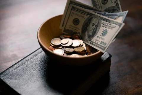 Idea of giving tithe as an offering to charity filled him with hope and pea.. Stock Photos