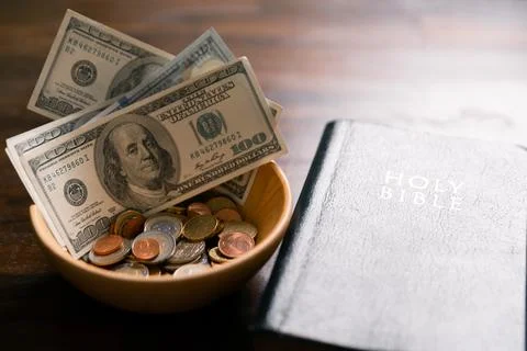 Idea of giving tithe as an offering to charity filled him with hope and pea.. Stock Photos