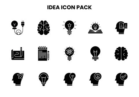 Idea Glyph Bundle Icons Pack 스톡 일러스트