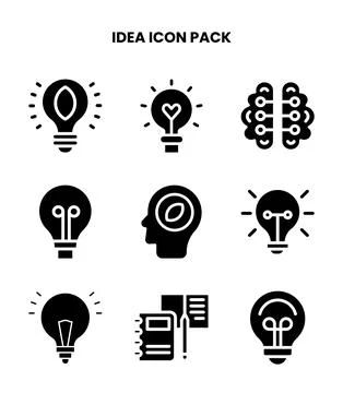 Idea Glyph Bundle Icons Pack Stock Illustration