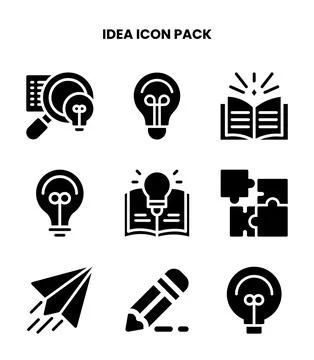 Idea Glyph Bundle Icons Pack Stock Illustration