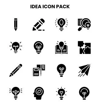 Idea Glyph Design Icons Pack Stock Illustration