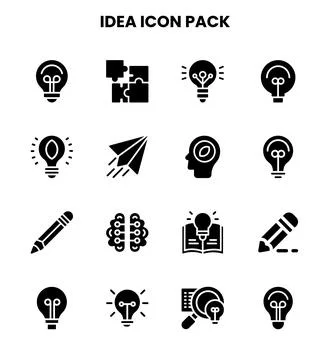 Idea Glyph Icons Pack Stock Illustration