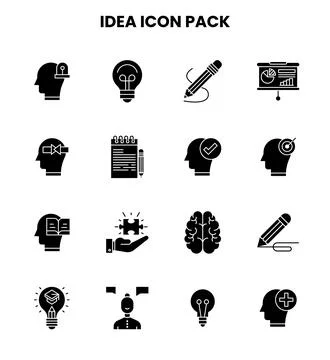 Idea Glyph Icons Pack Stock Illustration
