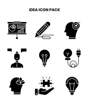 Idea Glyph Icons Pack Stock Illustration