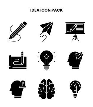 Idea Glyph Scalable Icons Pack Stock Illustration