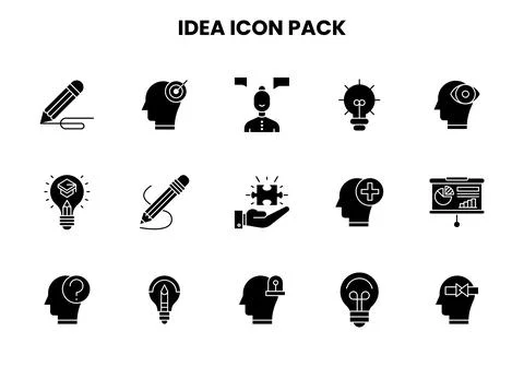 Idea Glyph Set Icons Pack Stock-Illustration