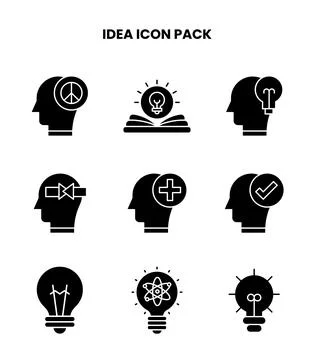 Idea Glyph Vector Icons Pack Stock Illustration