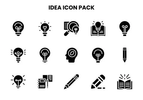 Idea Glyph Vector Icons Pack Stock Illustration