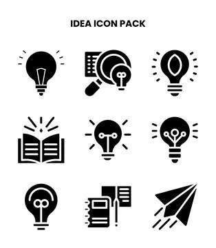 Idea Glyph Vector Icons Pack Stock Illustration