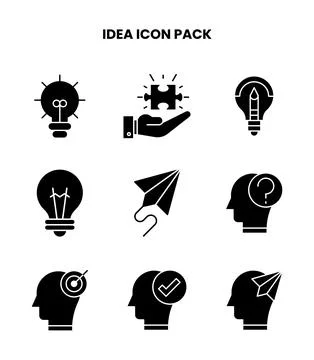 Idea Glyph Vector Icons Pack Stock Illustration