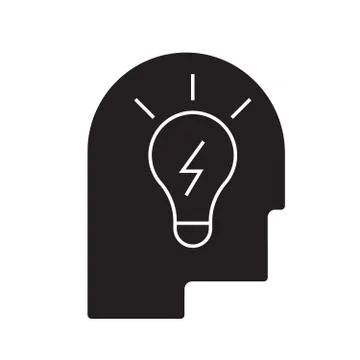 Idea in head black vector concept icon. Idea in head flat illustration, sign Stock Illustration