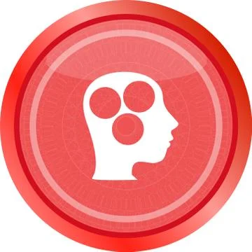 Idea head circle glossy icon . Flat sign isolated on white background Stock Illustration