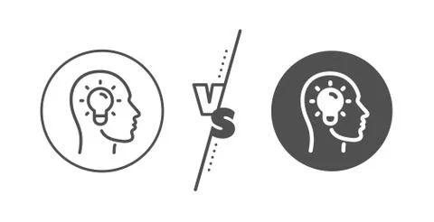 Idea head line icon. Lightbulb sign. Core value. Vector Illustrazione stock