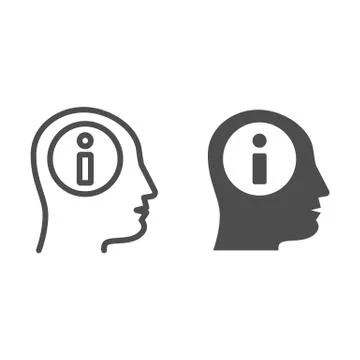 Idea in human head line and solid icon, business strategy concept, brainstorming Stockillustratie