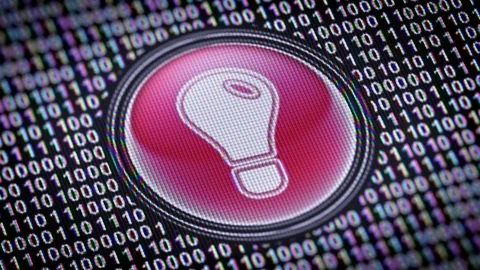 Idea icon. Binary code ( array of bits ) in the screen. Looping footage 動画素材 110713876