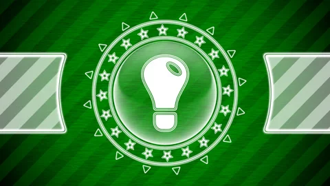 Idea icon in circle shape and green striped background. Illustration. Stock Footage 130564576