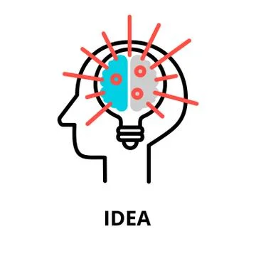 Idea icon, flat thin line vector illustration Stock Illustration
