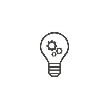 Idea icon. Light lamp bulb with cogwheel gear symbols vector Stock Illustration