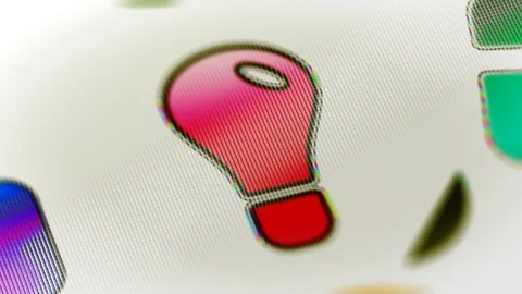 Idea icon in the screen. Looping footage has 4K resolution. Prores 4444. Video stock 98432636