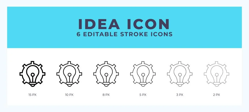 Idea icon set with different stroke. Design elements for logo. Vector illus.. Stock Illustration