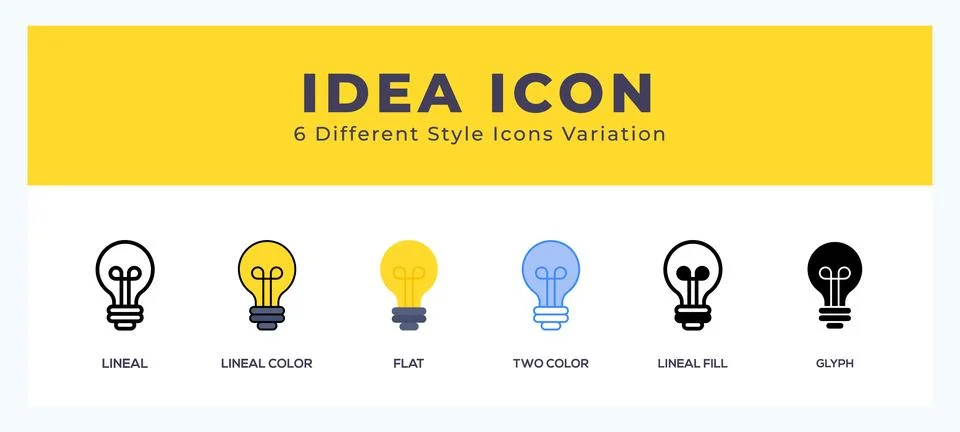 Idea icon set with different styles. Vector illustration. Stock Illustration