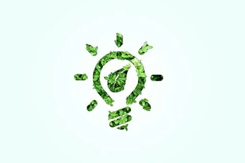 Idea Icon with tree or forest shape, isolated on white background. Sustaina.. Stock Photos
