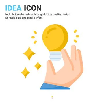 Idea icon vector with flat color style isolated on white background Stock Illustration