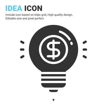 Idea icon vector with glyph style isolated on white background 스톡 일러스트