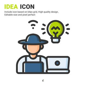Idea icon vector with outline color style isolated on white background 스톡 일러스트