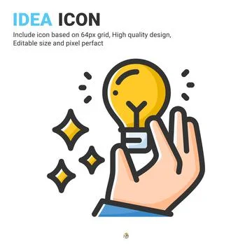 Idea icon vector with outline color style isolated on white background Illustrazione stock