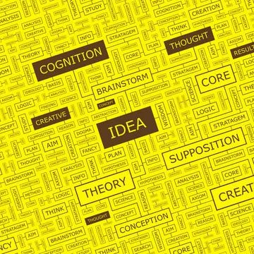 IDEA IDEA. Word cloud illustration. Tag cloud concept collage. Usable for ... Stock Photos