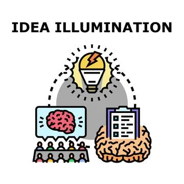 Idea illumination process developing business strategy solution Stock Illustration
