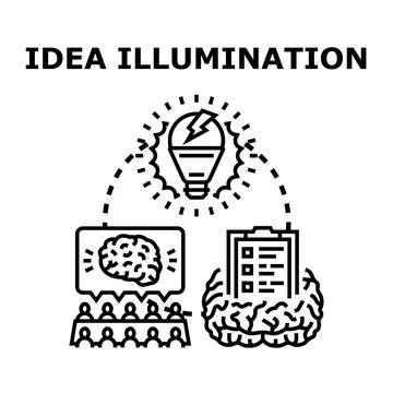 Idea illumination process developing business strategy solution Stock Illustration