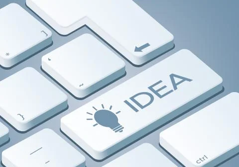 Idea Key - Keyboard with 3D Concept illustration Stock Illustration