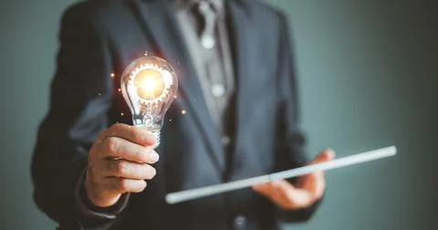 Idea knowledge and education solution concept. Innovative digital technology. Stock Photos