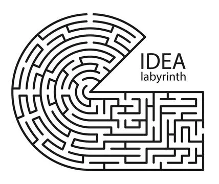 Idea labyrinth with entry and exit Stock Illustration