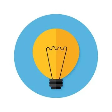 Idea Lamp Flat Circle Icon Stock Illustration