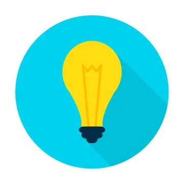 Idea Lamp Flat Circle Icon Stock Illustration