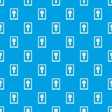 Idea lamp on gadget screen pattern seamless blue Illustrazione stock