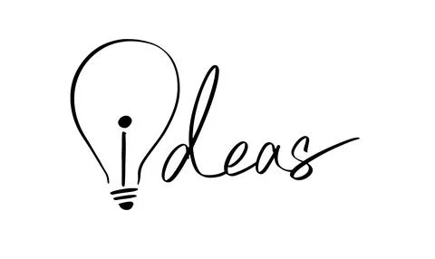Idea lamp lightbulb text font calligraphy hand written lettering script bla.. Illustrazione stock