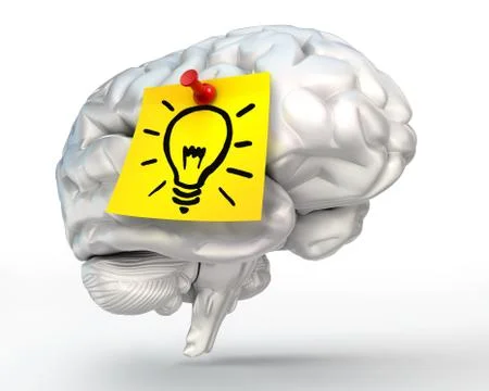 Idea lamp note paper on brain conceptual image Stock Illustration