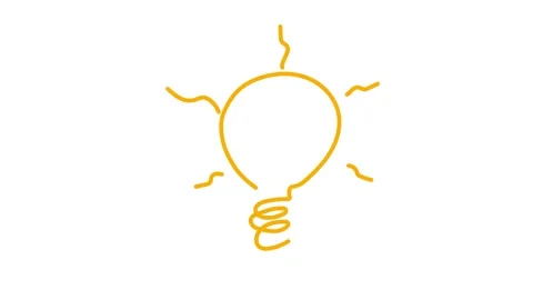 Idea lamp sign looping animation on white background Stock Footage 341787096